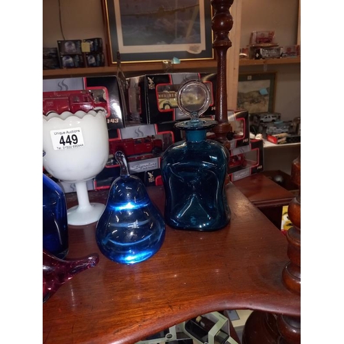 449 - A small lot of glassware items including paperweights etc. Collect Only.