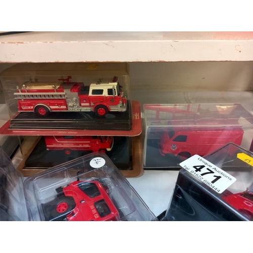 471 - A quantity of Diecast fire engine models in original packaging by various makers.