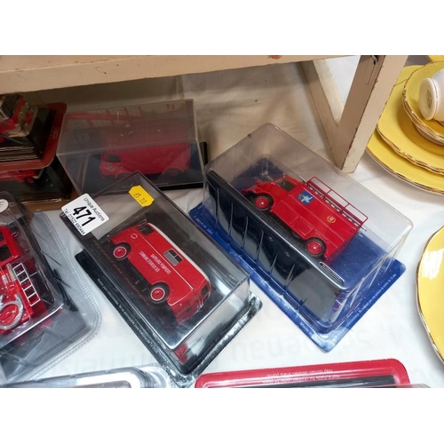 471 - A quantity of Diecast fire engine models in original packaging by various makers.