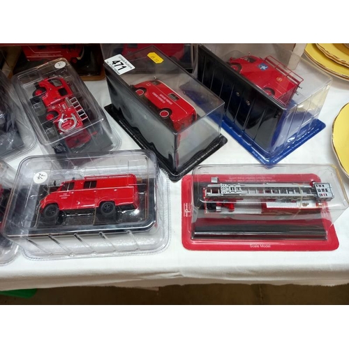 471 - A quantity of Diecast fire engine models in original packaging by various makers.