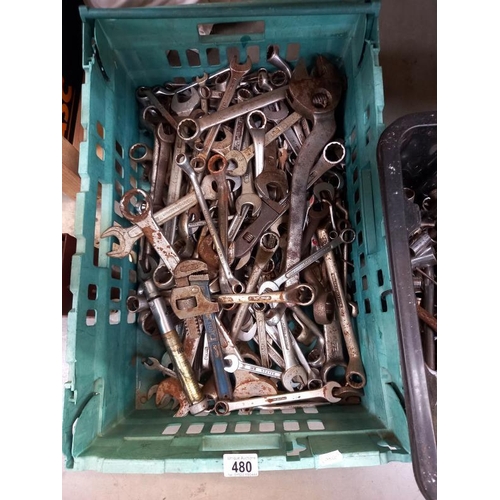 480 - 2 Large boxes of spanners and sockets.