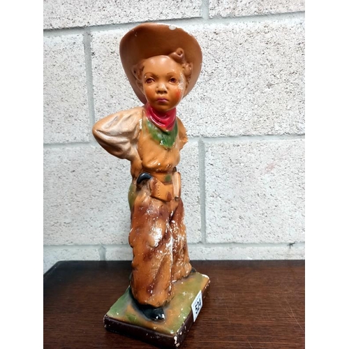 524 - A 1930's Chalk figure of a cowboy child. Height 39cm A/F