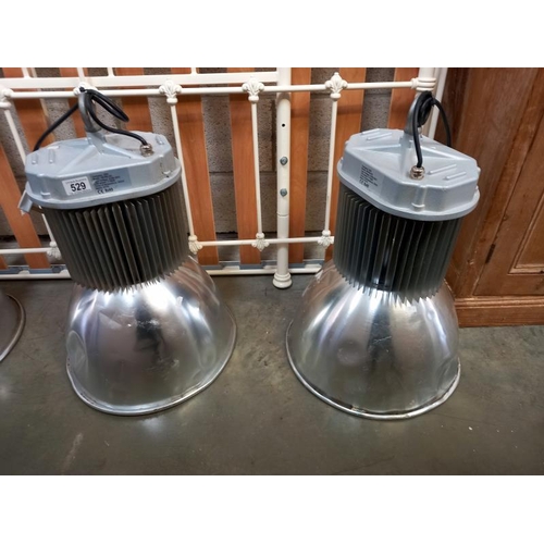 529 - 4 Industrial lights Height 60cm, Diameter 41cm.