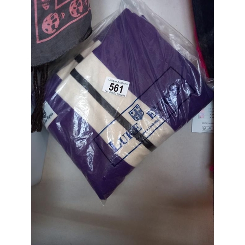 561 - A Luke Eyres scarf (New), 2 skull scarves, a Sax Fifth Avenue scarf etc ( hangers included).