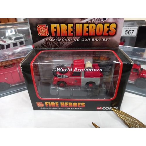 567 - A quantity of boxed Corgi fire engines.