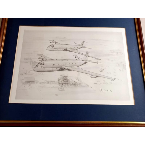 595 - 3 framed and glazed (one unglazed) modern jet aircraft prints, one being a limited edition Tornado d... 