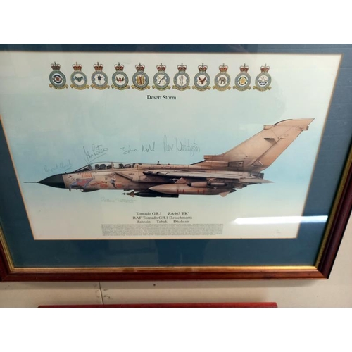 595 - 3 framed and glazed (one unglazed) modern jet aircraft prints, one being a limited edition Tornado d... 