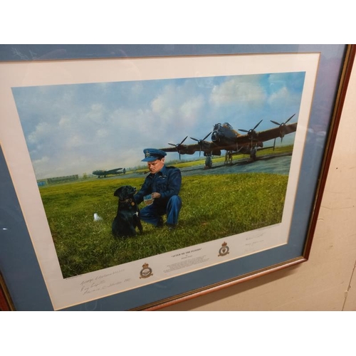 596 - 2 framed and glazed limited edition aircraft prints of an Avro Shackleton and one of Guy Gibson by a... 