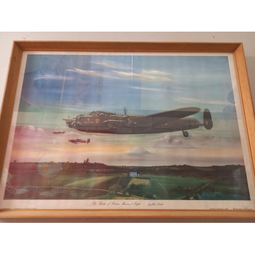 599 - A framed and glazed print of The battle of Britain memorial flight and a signed print of an Avro Sha... 