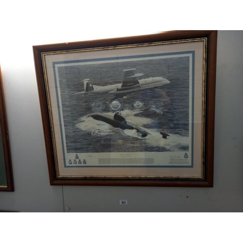 601 - 2 framed and glazed jet aircraft prints. Limited edition signed Nimrod 'helping an old friend' and a... 