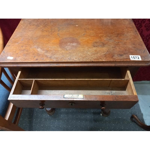 1572 - A mahogany work table. COLLECT ONLY.