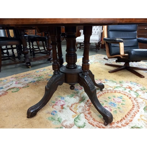 1577 - A Victorian oval mahogany inlaid table, COLLECT ONLY.