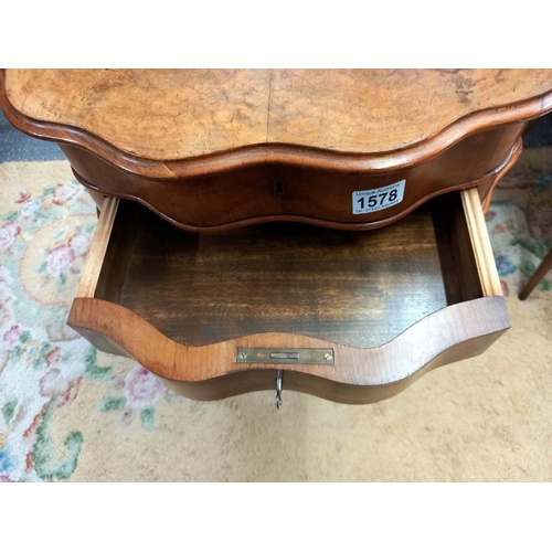 1578 - A Victorian mahogany work table with burr walnut table top.