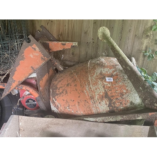 103 - A petrol concrete mixer. (Used a while ago and it was working). Collect Only.