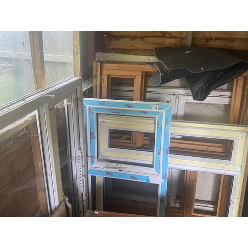 118 - 4 UPVC window frames, 2 wooden window frames, 2 metal window frames. Collect Only.