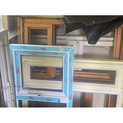 118 - 4 UPVC window frames, 2 wooden window frames, 2 metal window frames. Collect Only.