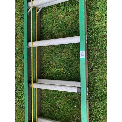 138 - A heavy duty industrial double ladder with fibreglass strings, alloy runs. Collect Only.