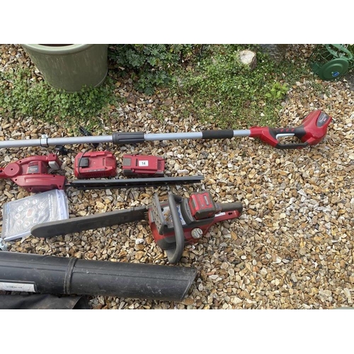 14 - A huge set of Mountfield, cordless garden power tools. 3 high capacity 48V batteries and charger, a ... 