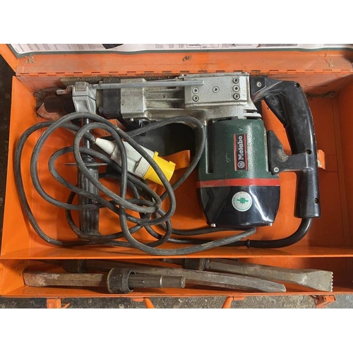 4 - A Metabo hammer drill 110V and 3 chisels. fully working order. Collect Only.