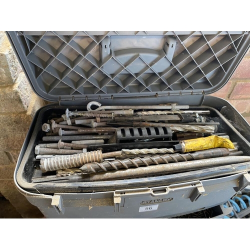 56 - A Stanley tower toolbox with a large quantity of Masonry bits, screws and nails. Collect Only.