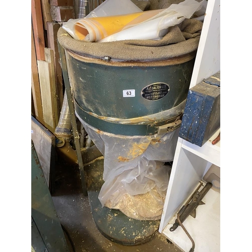 63 - A dust extractor with spare plastic bags. Collect Only.