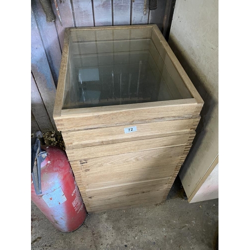 72 - 12 Solid oak with toughened glass, part finished cabinets. 22