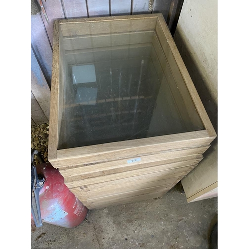 72 - 12 Solid oak with toughened glass, part finished cabinets. 22