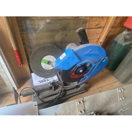 91 - A metal cutting chop saw. Collect Only.