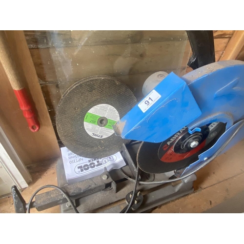 91 - A metal cutting chop saw. Collect Only.