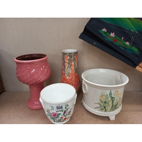 508 - A Sylvac vase, a west German planter, Aynsley planter and 1 other. Collect Only.