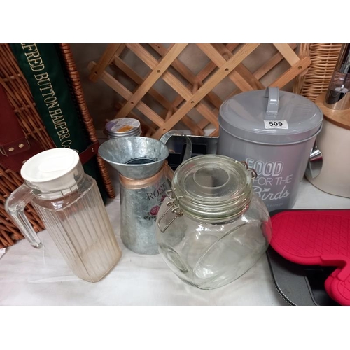 509 - A quantity of kitchen storage equipment including bottle rack. Collect Only.