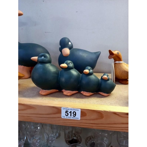 519 - A quantity of wooden duck ornaments.