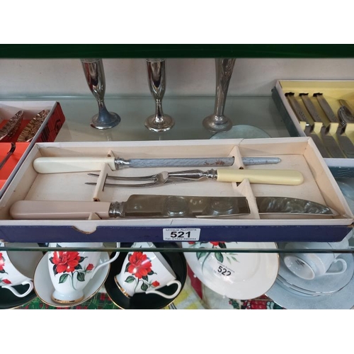 521 - A selection of boxed plated flatware cutlery sets.