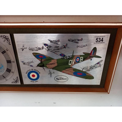 534 - A Battle of Britain, the spitfire, wall clock.