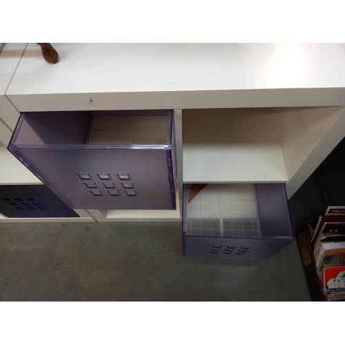 576 - 2 White storage units with blue plastic drawers. 79cm x 39cm x 79cm. Collect Only.