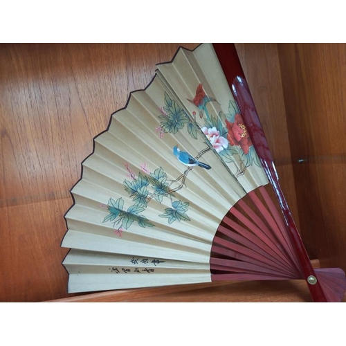 598 - 4 large signed decorative Chinese fans