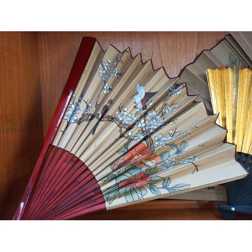 598 - 4 large signed decorative Chinese fans