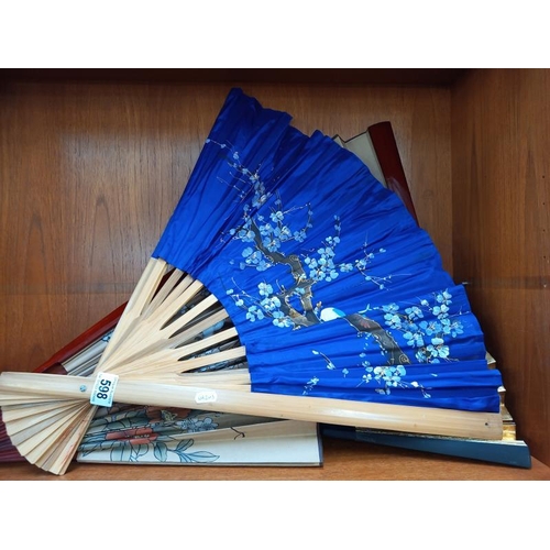 598 - 4 large signed decorative Chinese fans