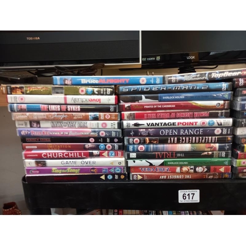 617 - A very large quantity of DVD's including Churchill, game over, open range, etc.