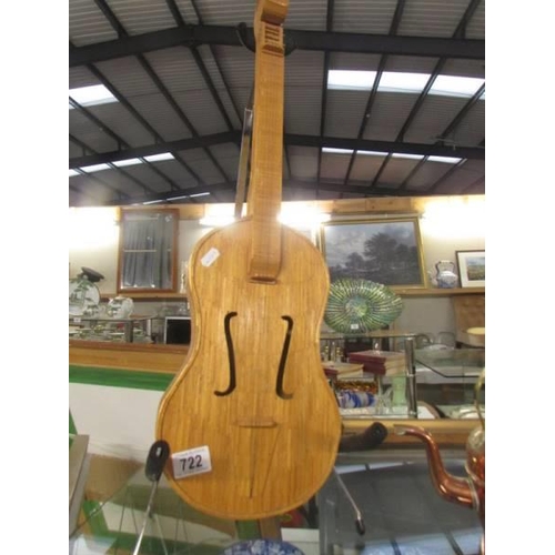 722 - A vintage model of a violin made from matchsticks, 71cm,  Stand not included.