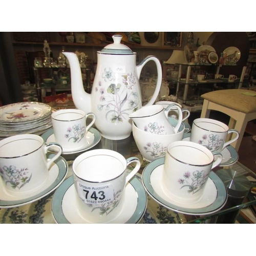 743 - A Midwinter coffee set, three shell cups, plates and one saucer etc. Collect Only.