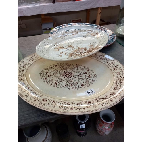 664 - 5 large vintage meat platters, Collect only