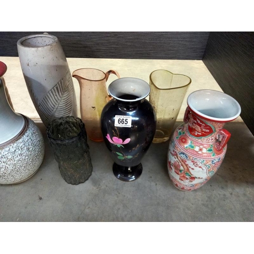 665 - A good selection of vases, 1 A/F, Collect only