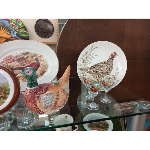 689 - 2 shelves of Pheasant pottery & glassware, Collect only