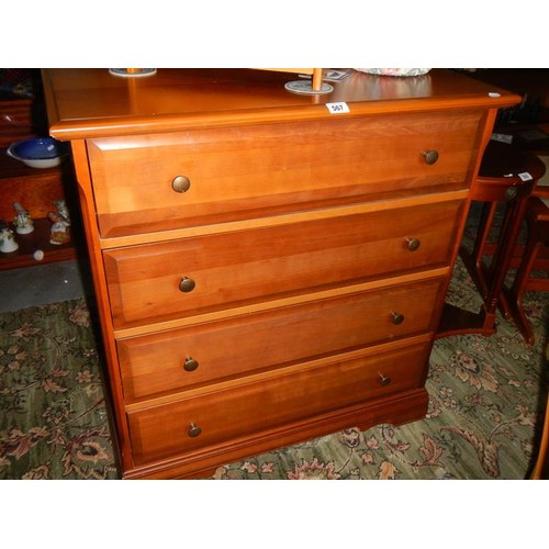 567 - A four drawer mahogany chest of drawers.