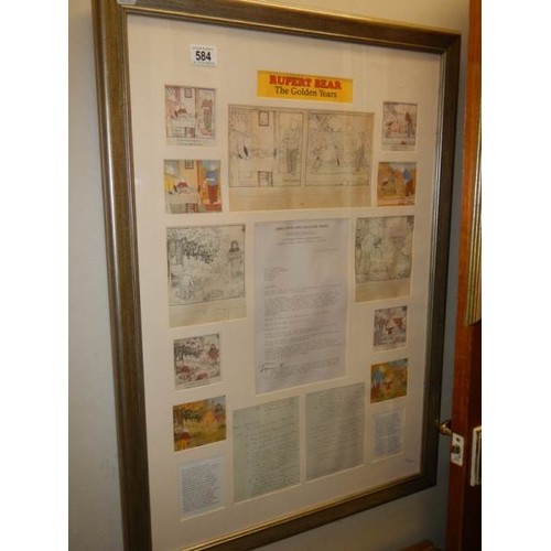 584 - A framed and glazed Rupert Bear Golden Years collage.