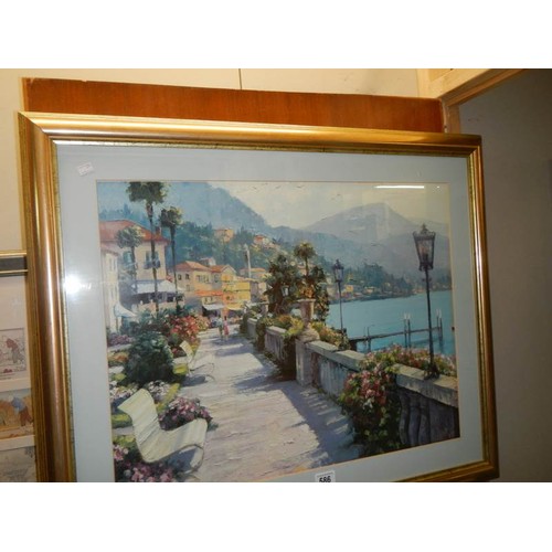 586 - A gilt framed and glazed continental scene print.