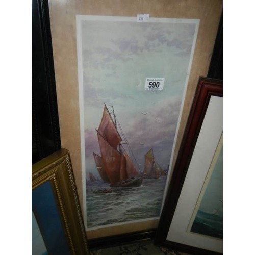 590 - Framed nautical scenes.