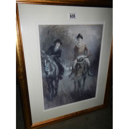 606 - A good 20th print of riders on horseback.