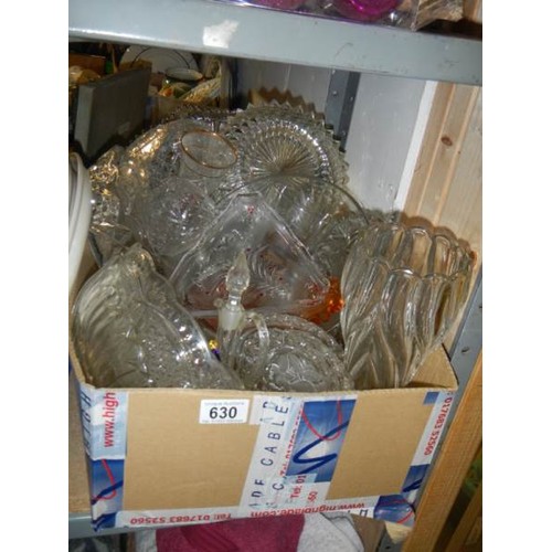 630 - A large box of good glass ware.